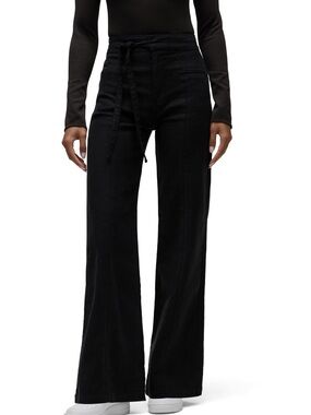 Hudson Women's Tie Waist Pintucked Wide Leg Trouser, Black Beauty, 30